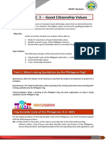 Module 3 - Good Citizenship Values: Task 1: What Is Being Symbolizes by The Philippine Flag?