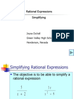 Rational Expressions Simplifying: Joyce Duvall Green Valley High School Henderson, Nevada