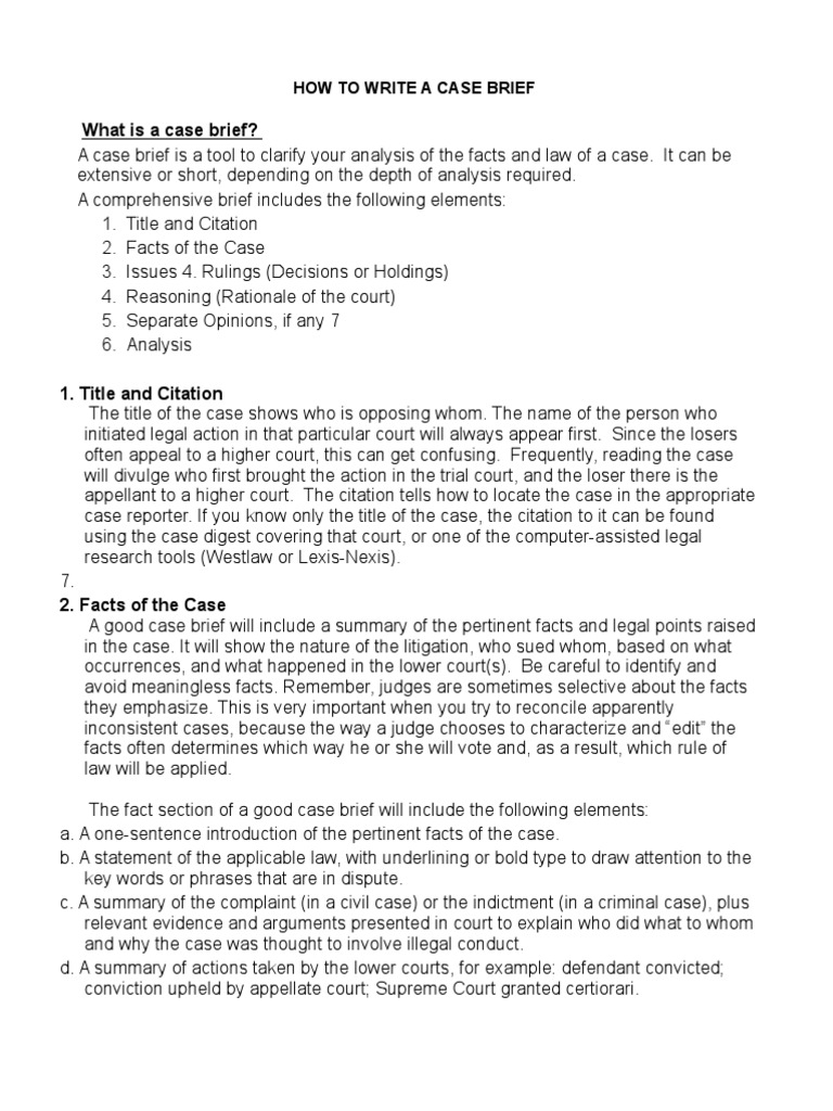 How To Brief A Case  Brief (Law)  Lawsuit