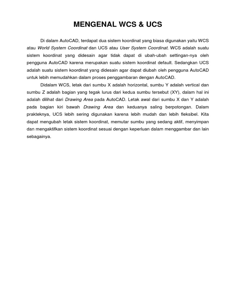 Memahami WCS dan UCS di AutoCAD | PDF | Metode & Bahan Ajar