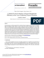 A Method For The Evaluation of Project Management Efficiency in The Case of Industrial Projects Execution