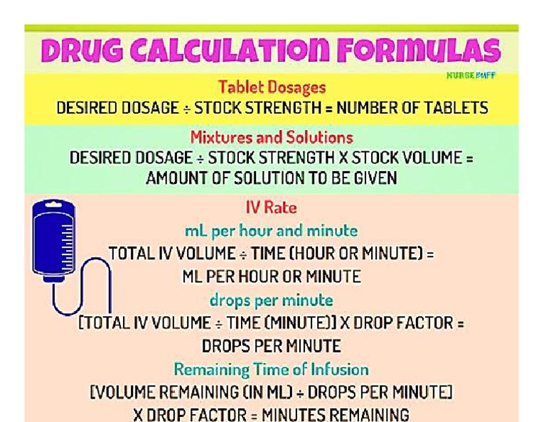 Drug Calculation Formulas | PDF