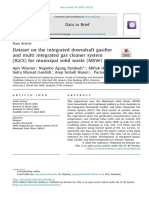 Dataset On The Integrated Downdraft Gasifier and Multi Integrated Gas Cleaner System (IGCS) For Municipal Solid Waste (MSW)