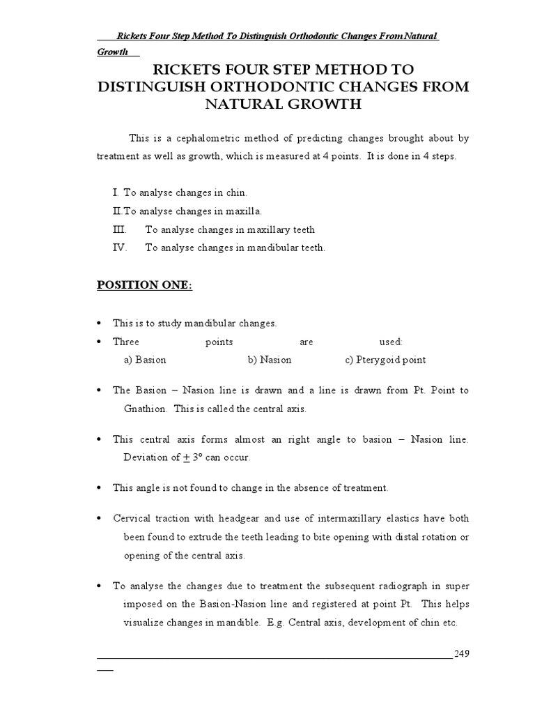 Rickets Four Step Method To Distinguish Orthodontic Chan | PDF ...