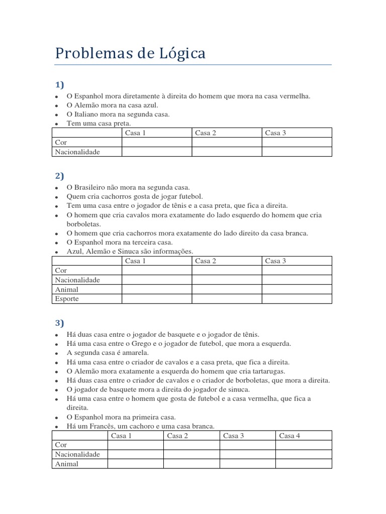 Racha Cuca - Problema de Lógica - Aula de Tênis 