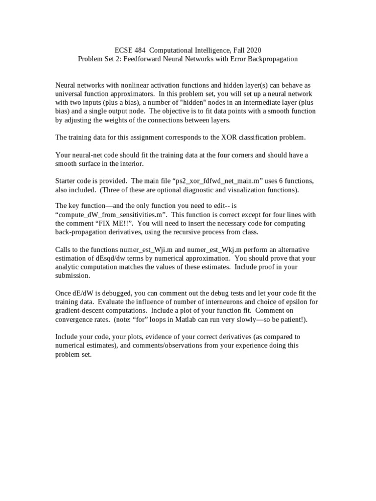 Neural Networks: XOR Problem Set 2 | PDF | Teaching Methods & Materials ...