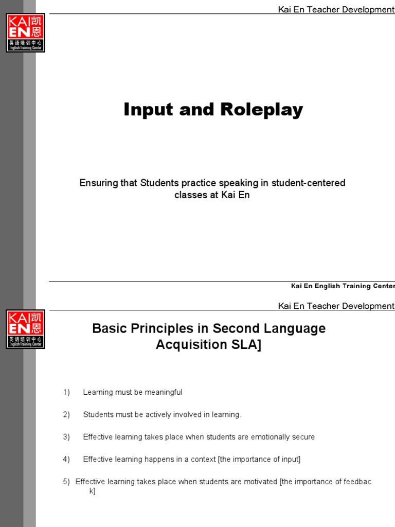 Role Play Strategies for Language Learning | PDF | Language Acquisition ...