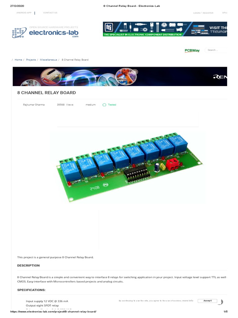 8 Channel Relay Board - Electronics-Lab | PDF | Relay | Arduino