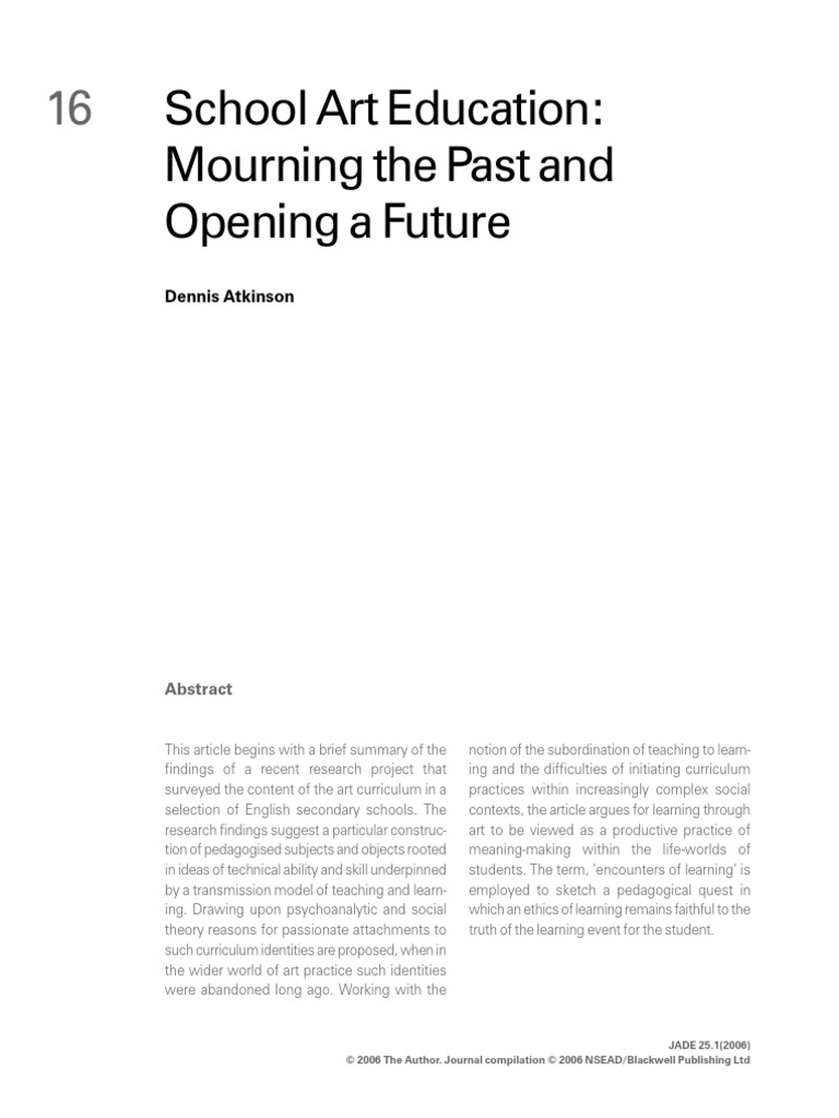 School Art Education-Mourning The Past and Opening As The Future | PDF ...