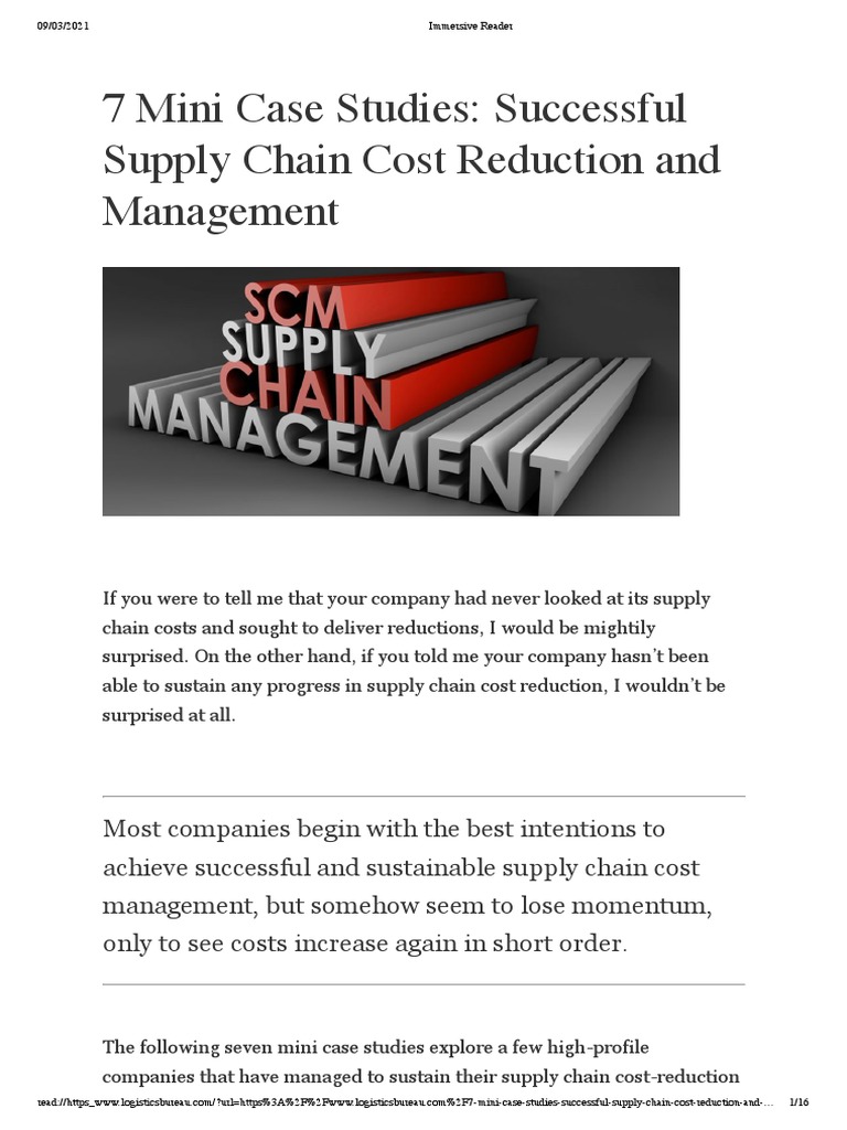 Mini Case Studies in Supply Chain Cost Reduction | PDF | Supply Chain ...