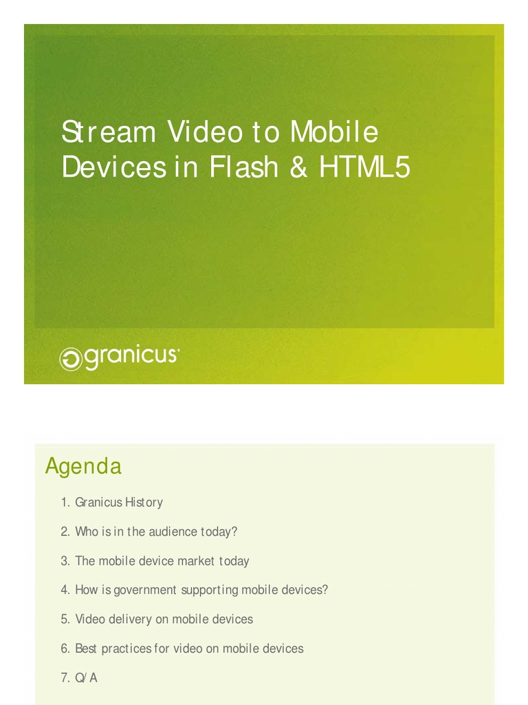 Granicus Webinar: Stream Video To Mobile Devices Webinar | PDF