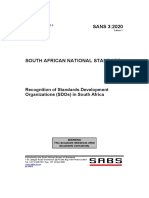 SANS 3 2020 Ed1 - Recognition of Standards Development Organizations (SDO's) in South Africa