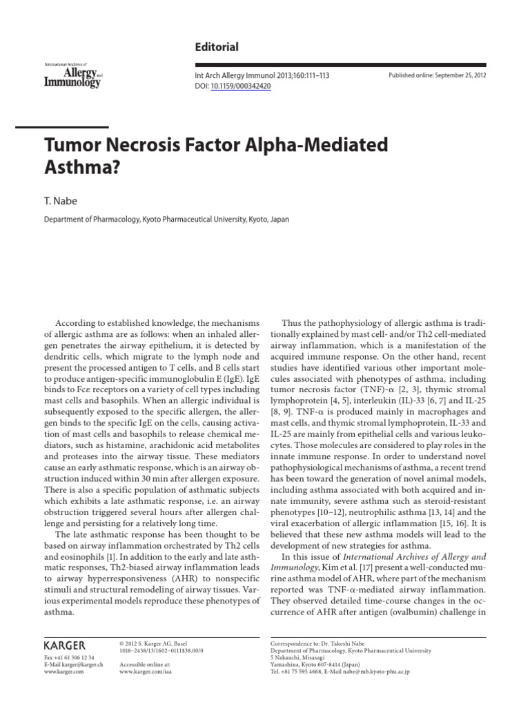 Tumor Necrosis Factor Alpha-Mediated | PDF | Immune System | Allergy