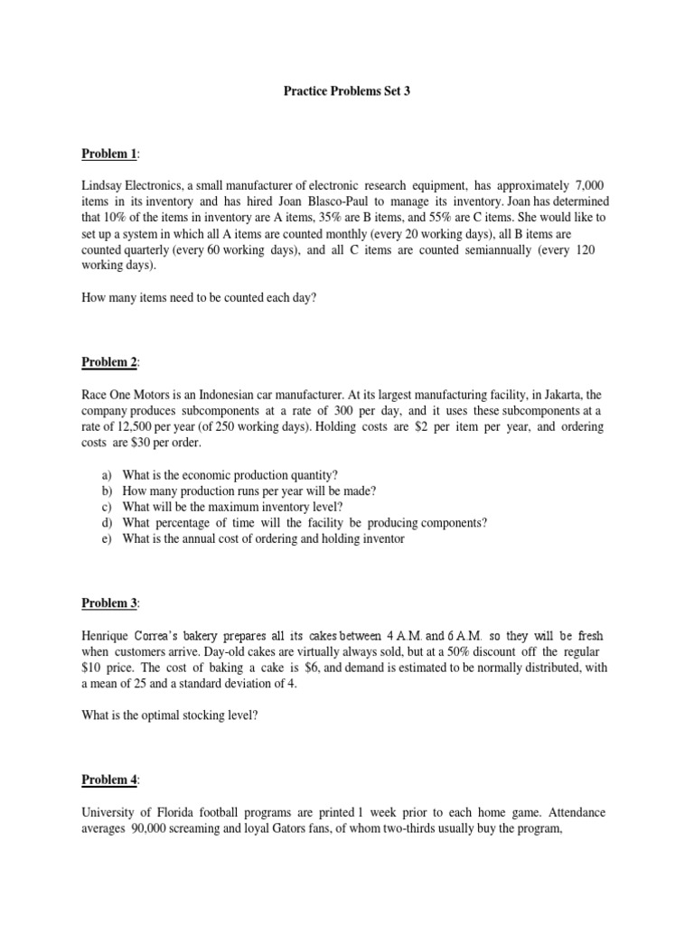 Practice Problems Set3 Instructions | PDF
