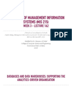 Principles of Management Information Systems (Mis 215) : Week 3 - Lecture 1&2