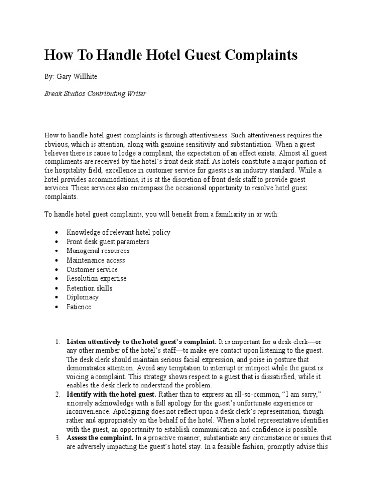 How To Handle Hotel Guest Complaints