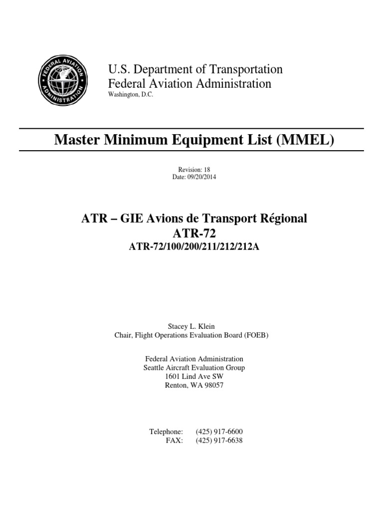 Master Minimum Equipment List (MMEL) U.S. Department of