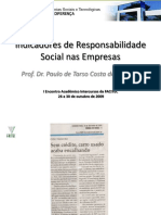 Indicadores de Responsabilidade Social Nas Empresas: Prof. Dr. Paulo de Tarso Costa de Sousa
