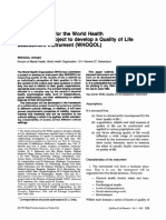 Study Protocol For The World Health Organization Project To Develop A Quality of Life Assessment Instrument (Whoqol)