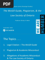 The Mcgill Guide, Plagiarism, & The Law Society of Ontario: Bachelor of Arts (Paralegal Studies)