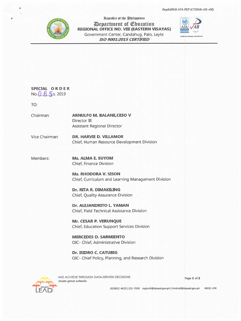 RO8 SO s2019 065 Composition of The Program On Awards and