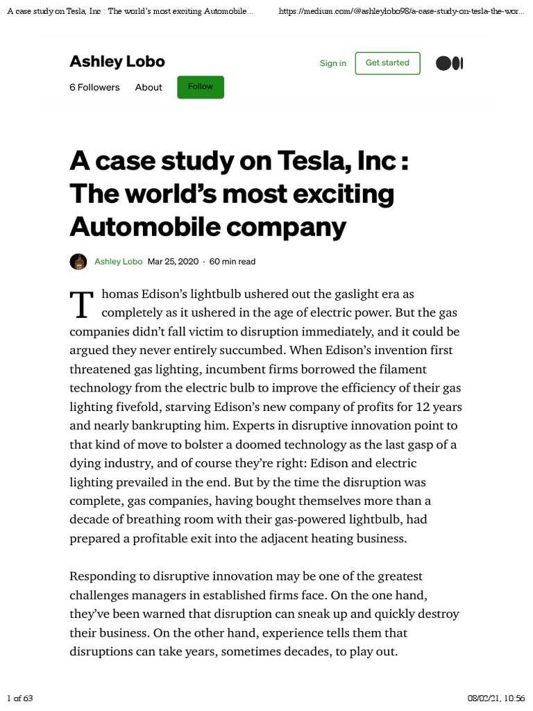 Tesla: Disrupting the Auto Industry | PDF | Tesla Model S | Electric ...