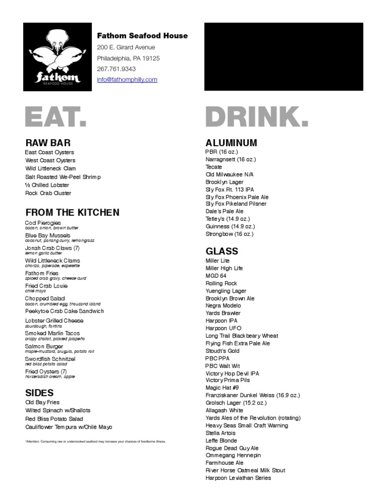 Fathom Menu | PDF | Barley Based Drinks | Drink