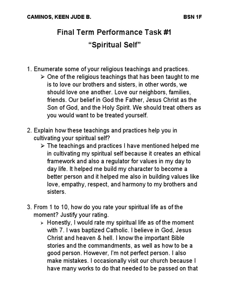 Spiritual Self Reflection and Growth | PDF