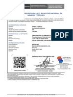 Constancia de Inscripción en El Registro Nacional de Grados y Titulos Sunedu