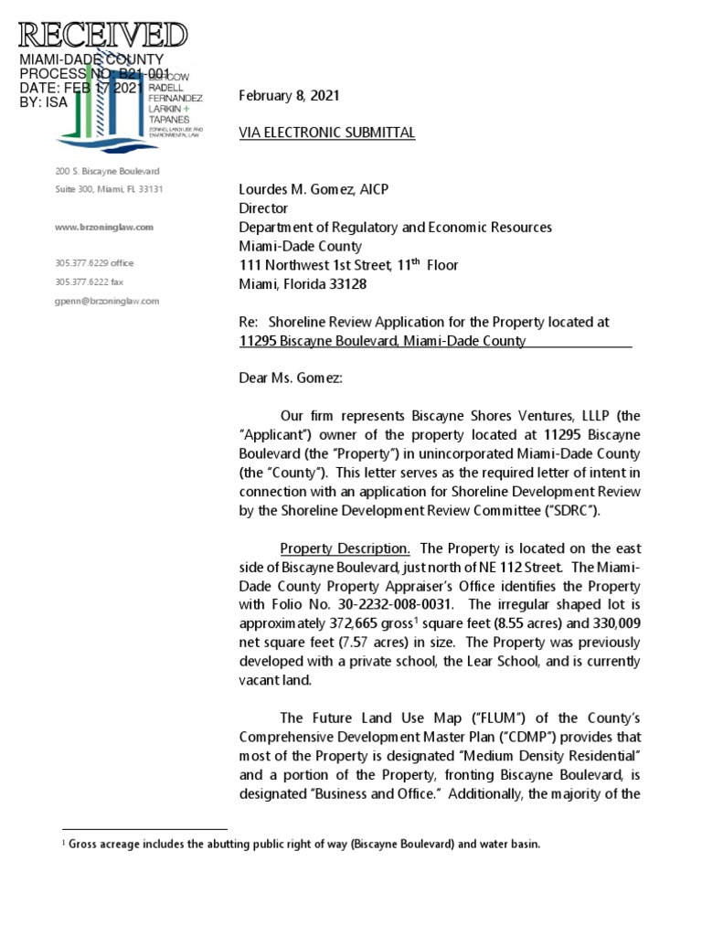 Letter of Intent PDF Miami Dade County Zoning