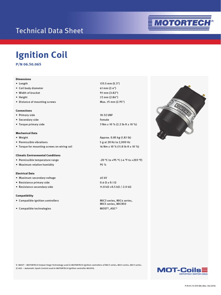 Technical Specifications and Compatibility of an Ignition Coil PDF