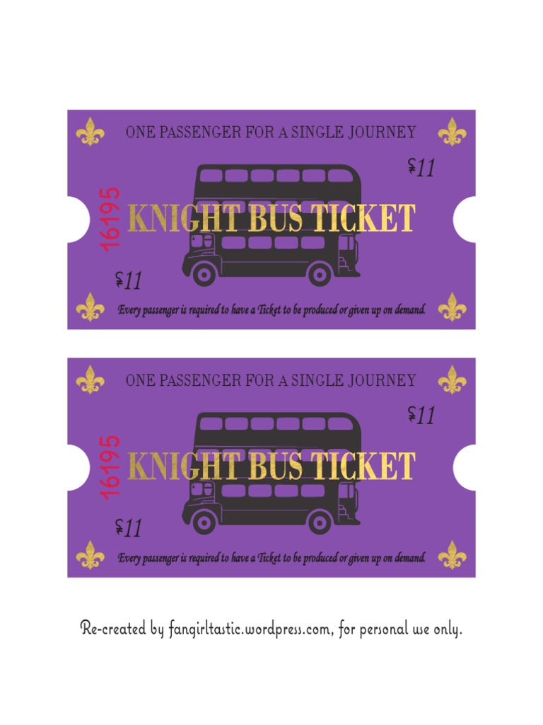 Knight Bus Single Journey Ticket | PDF