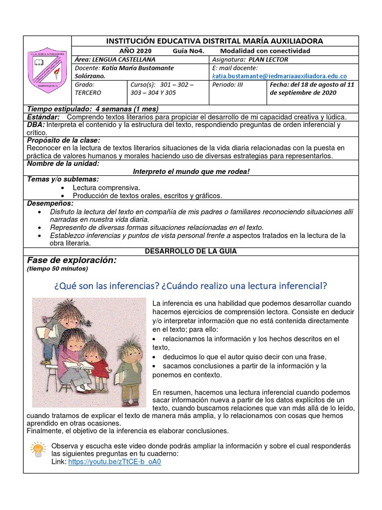 Guía de Plan Lector para Tercero | PDF | Comprensión lectora