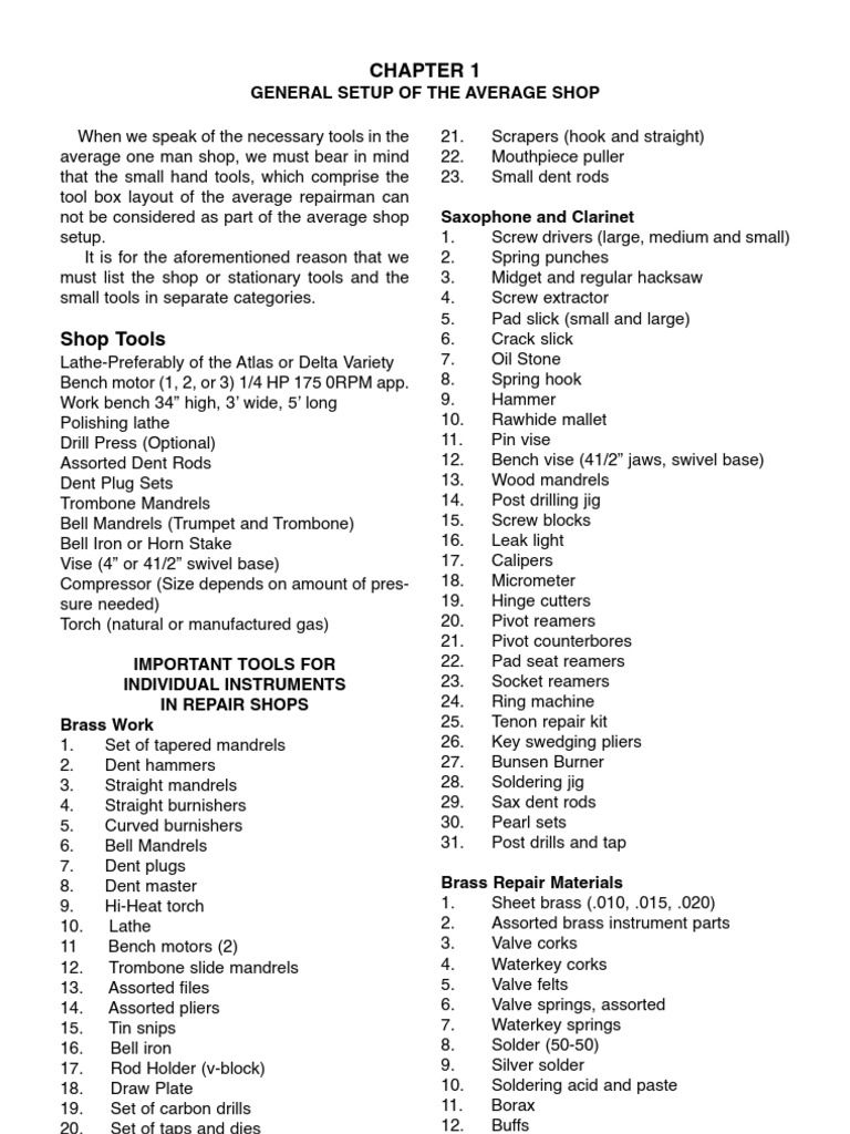 REPAIR Manual PDF Saxophone Brass Instruments