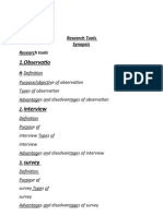 1.observatio N: Research Tools Synopsis Research Tools