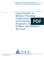 US GAO - Government Accountabilty Office - Opportunities To Reduce Potential Duplication in Government Programs, Save Tax Dollars, and Enhance Revenue