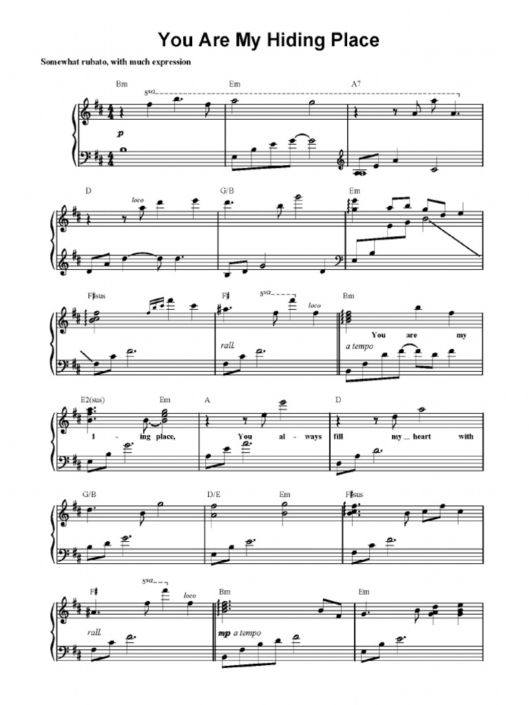 You Are My Hiding Place Piano in D PDF