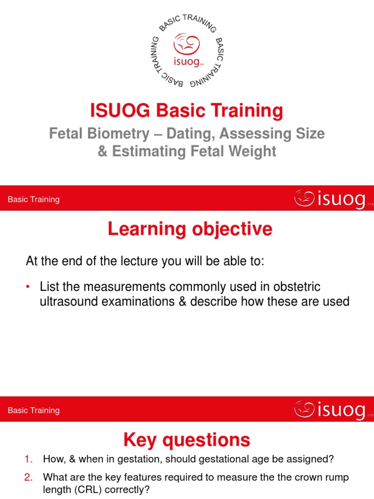 ISUOG Basic Training Fetal Biometry Dating, Assessing Size