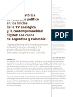 Revisión Histórica Del Contexto Político en Los Inicios de La TV Analógica y La Contemporaneidad Digital Los Casos de Argentina y Colombia