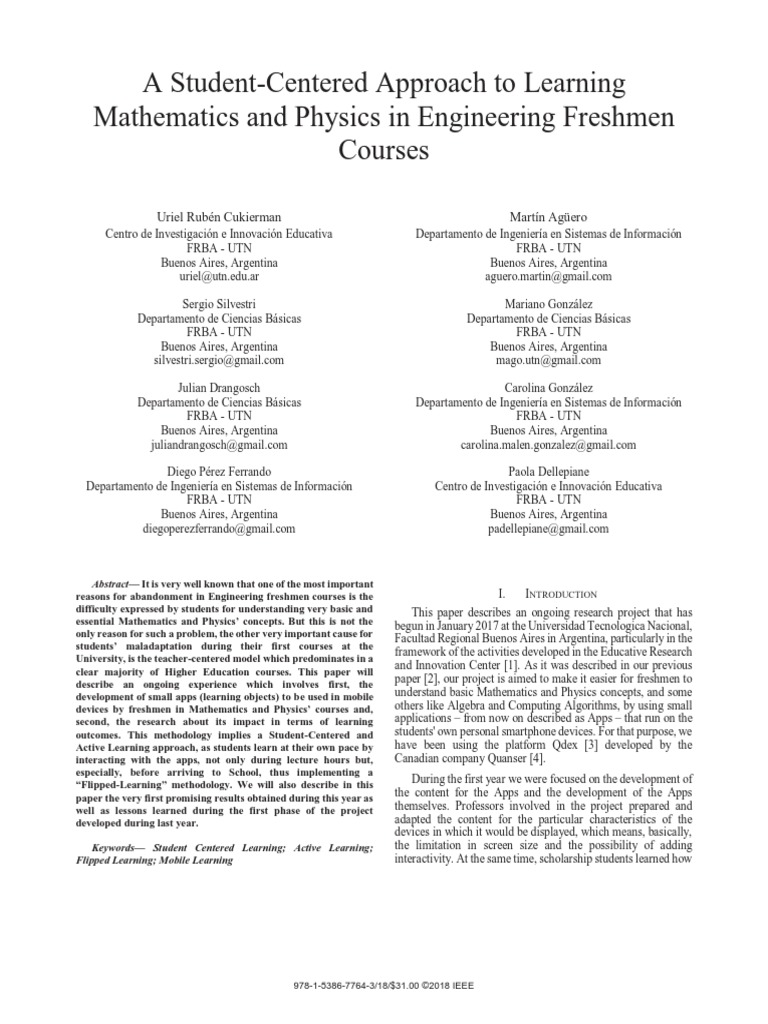 A Student-Centered Approach To Learning Mathematics and Physics in ...