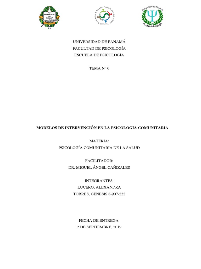 Tema 6 - Modelos de Intervención en Psicología Comunitaria | PDF ...