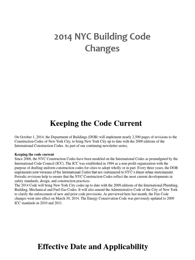 2014 NYC Building Code Updates | PDF | Economic Sectors | Business