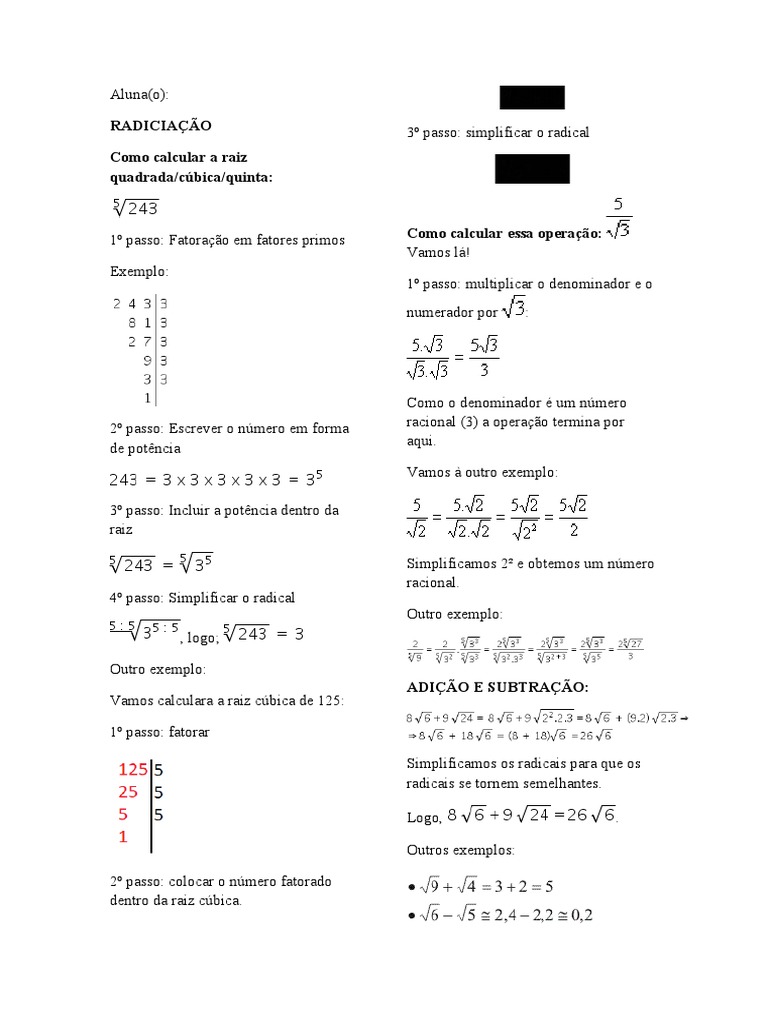 Exercícios de Raiz Quadrada Resolvidos e para Resolver - Neurochispas