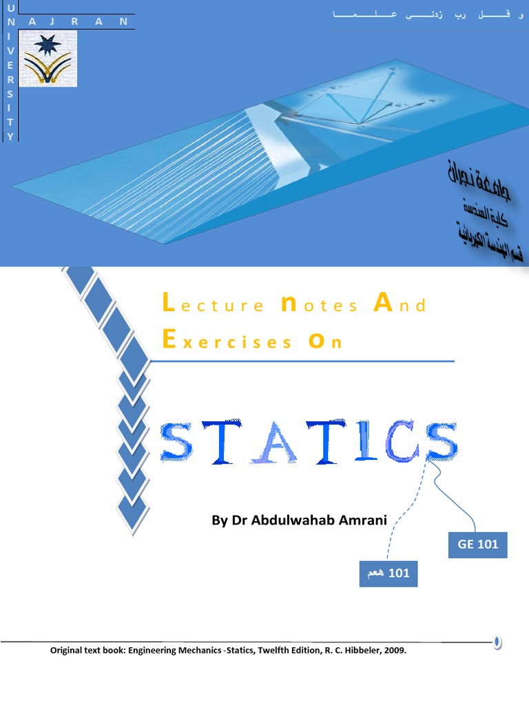 Lecture Notes On Statics | PDF | Euclidean Vector | Newton's Laws Of Motion