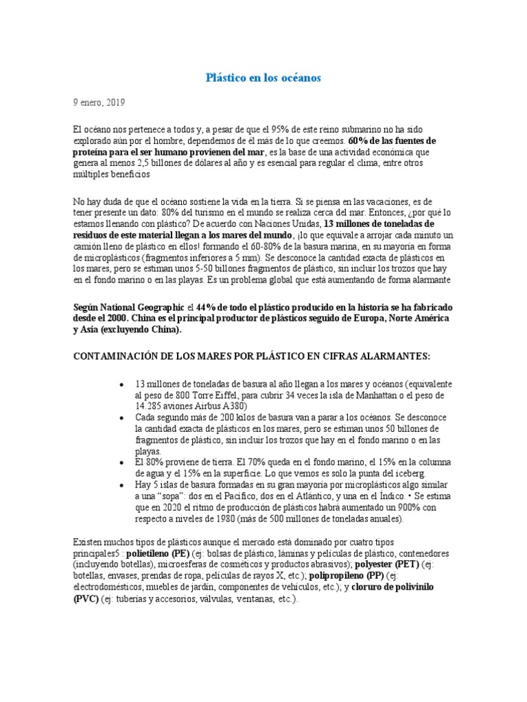 Plástico en Los Océanos 6 | PDF | Mar | Residuos