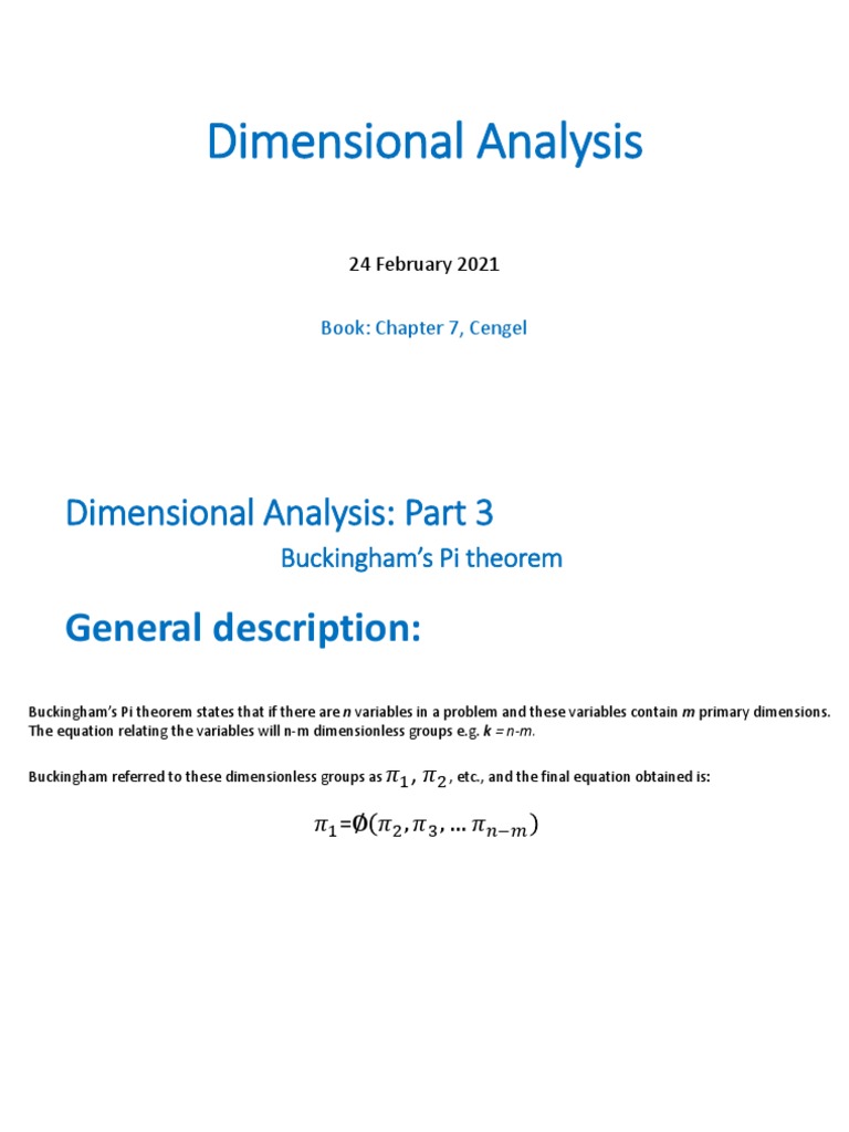 Dimensional Analysis with Pi Theorem | PDF | Applied And ...