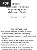 ICTD 351: Introduction To Computer Programming For The Mathematics Teacher