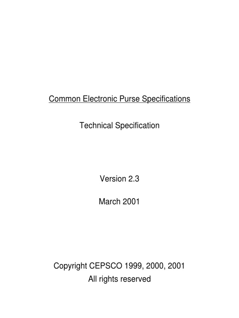 Common Electronic Purse Specifications, Tech Requirements 2.3 May