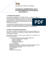 Recomendaciones Tromboprofilaxis y Tratamiento Antitrombotico Pacientes COVID 19 2020-04-29