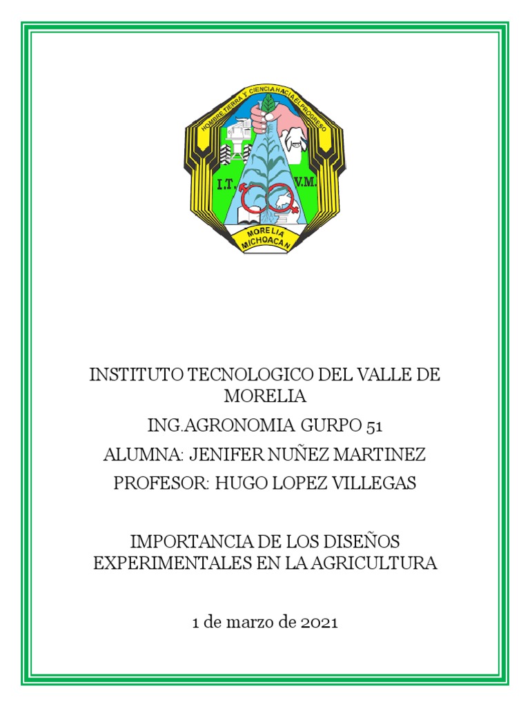 Importancia de Los Diseños Experimentales en La Agricultura PDF Experimentar Diseño de